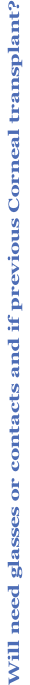 Will need glasses or contacts and if previous Corneal transplant?